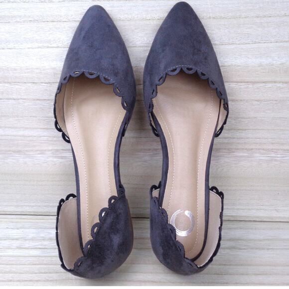 Journee Collection Jezlin Gray Faux Suede Scalloped Slip On Shoes Womens Size 9 - Picture 5 of 7